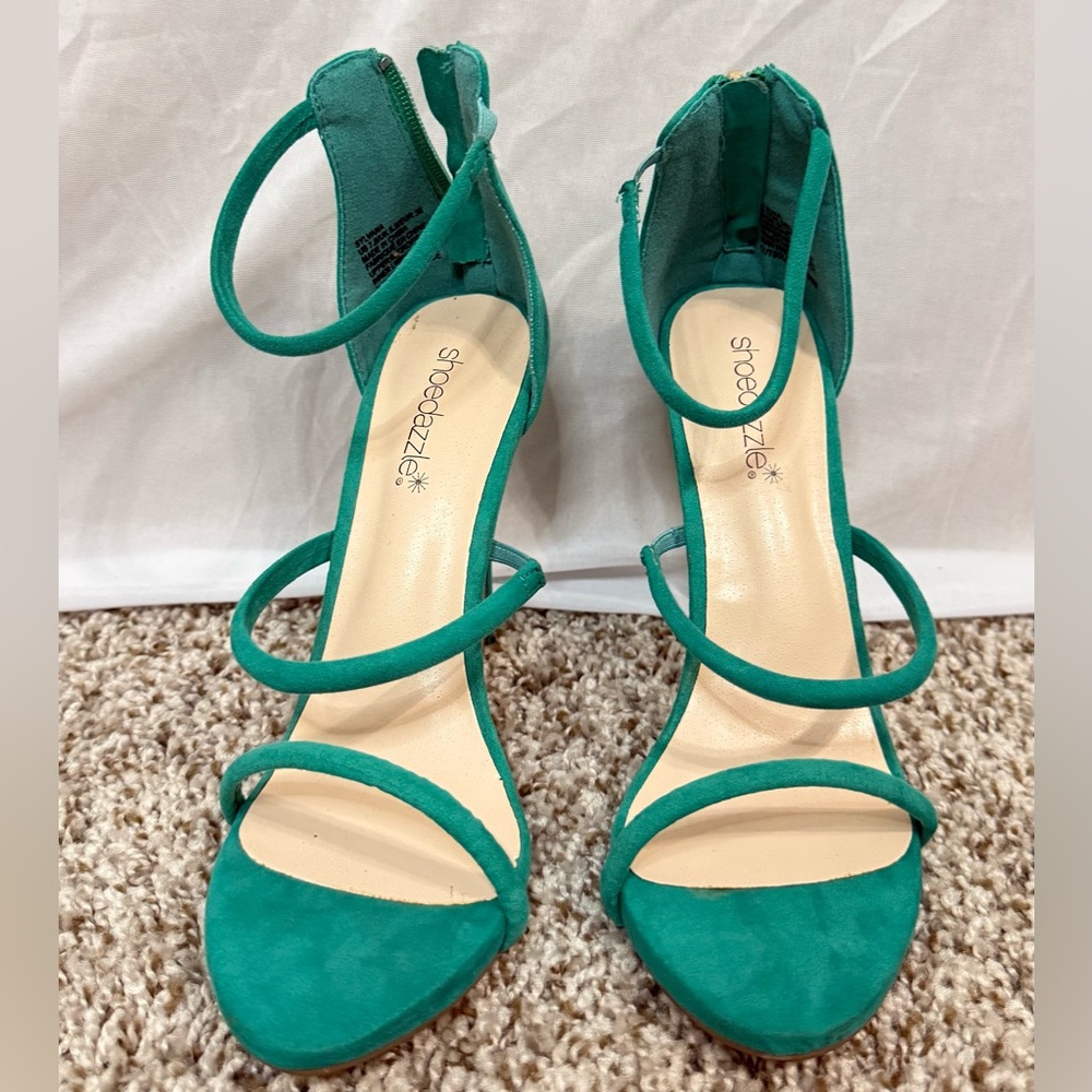 Shoe Dazzle Teal Strappy Heels